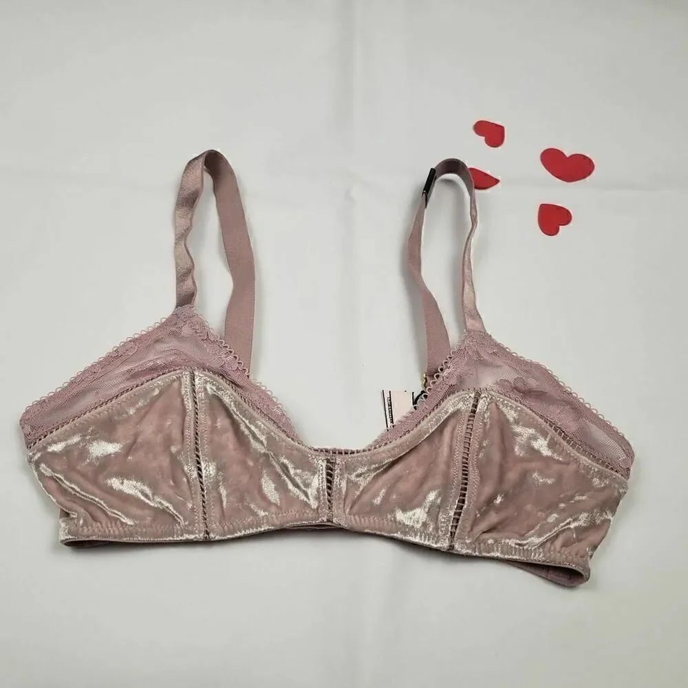 Victoria's Secret Sexy Pink Bandeau Velvet Bralette Bra XS NWT